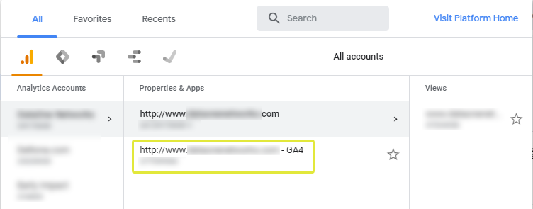 GA4 Property in Google Analytics Admin View of GA4 Property