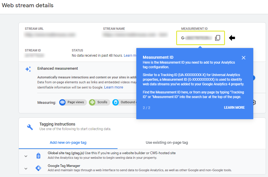 Copying GA4 Measurement ID