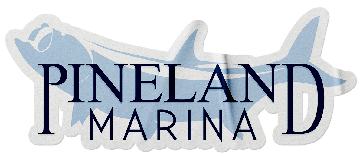 Pineland Marina sticker mockup.