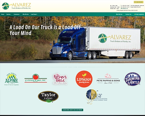 Alvarez Truck Brokers website.
