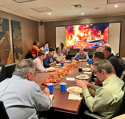 Thanksgiving celebration in one of the Ocala office conference rooms.
